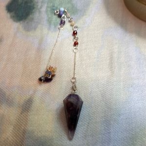 Amethyst chakra pendulum silver tone